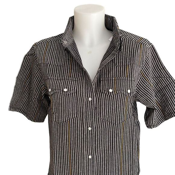 FREE PEOPLE X Sandrine Rose Pinstripe Britany Button Down Shirt size small New - Picture 2 of 8